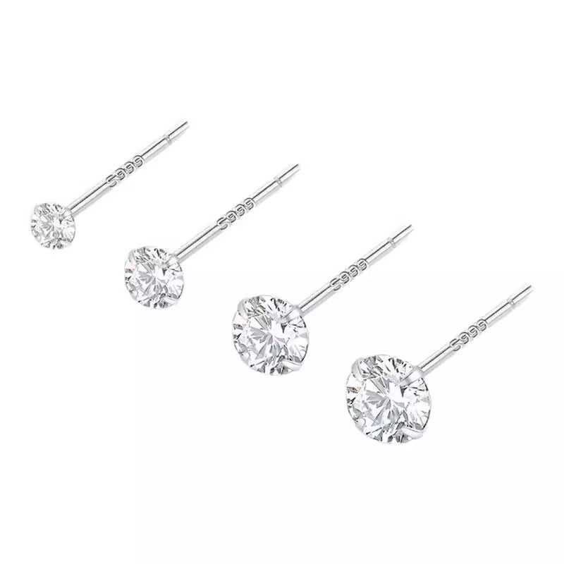 Simang Jewelry Geometrijski naušnice od čisto srebra 999 s umjetnim kubičnim cirkonijem, srebrni ušni postovi, elektroplating, jesen 2025