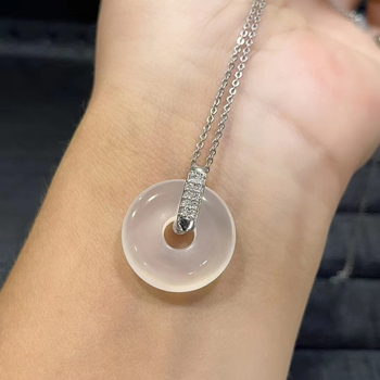 Висулка от халцедон с торообразна форма, сребро 925, инлей, естествен материал