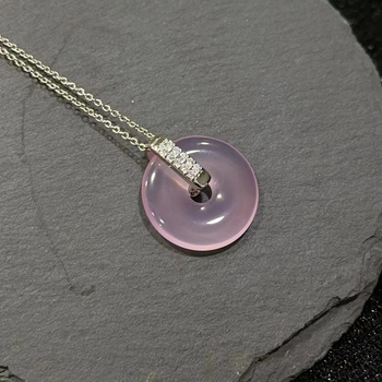 Висулка от халцедон с торообразна форма, сребро 925, инлей, естествен материал