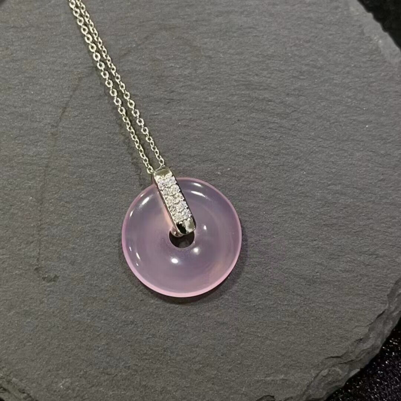 Висулка от халцедон с торообразна форма, сребро 925, инлей, естествен материал