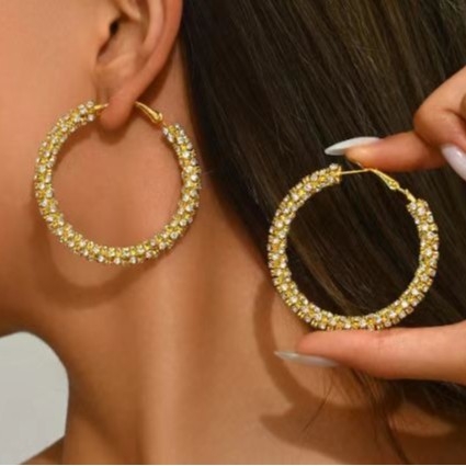 Cercei geometrici din cupru, placare electroplată, cod EH-3006