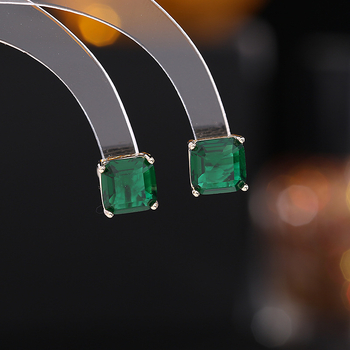 Cercei patrulater geometrice cu zirconiu, bază din cupru, ac din argint S925 – Liyu Jewelry