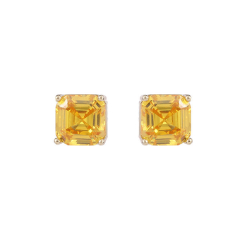 Cercei patrulater geometrice cu zirconiu, bază din cupru, ac din argint S925 – Liyu Jewelry