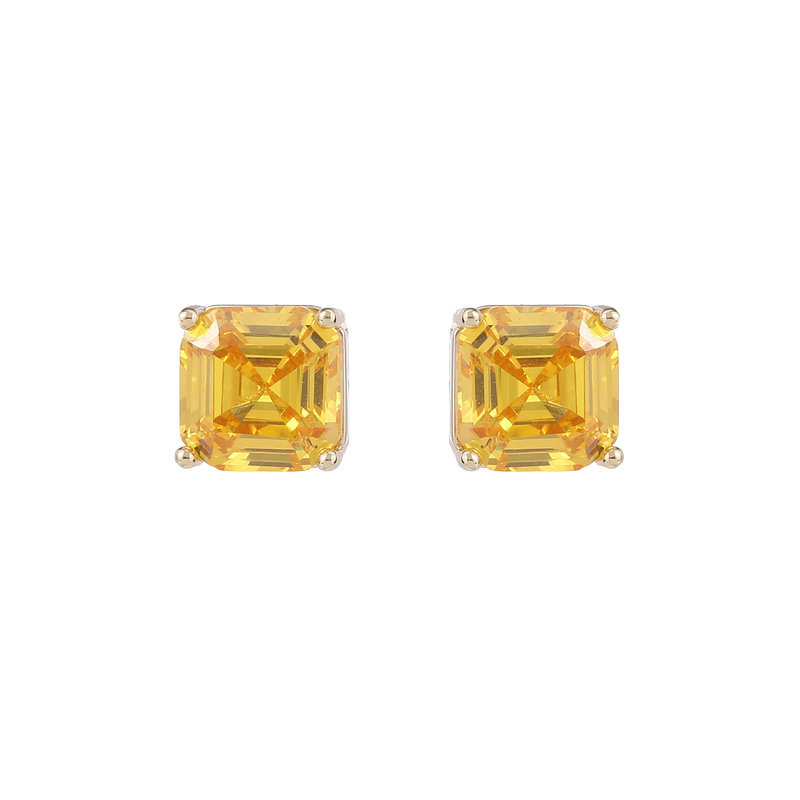 Cercei patrulater geometrice cu zirconiu, bază din cupru, ac din argint S925 – Liyu Jewelry