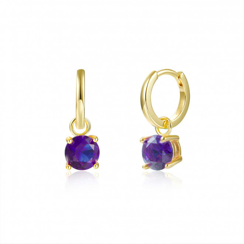 Cercei cu design geometric, pietre zircon rotunde, din ac argintiu + cupru (Material: ac argintiu + cupru; Pietre: zircon; Produs nr: LN0862; Origine: Shenzhen; Sezon: Toamnă 2022)