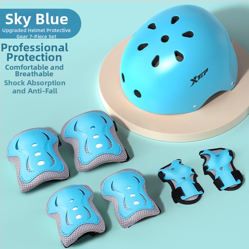 Bērnu aizsargkomplekts ar ķiveri un ceļgalu aizsargiem skrituļslidošanai - ABS ķivere, putu pildījums, piemērots riteņbraukšanai un board sportiem