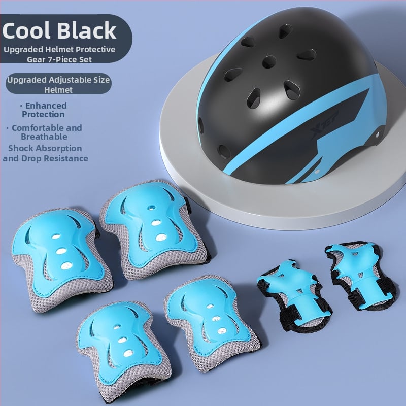 Bērnu aizsargkomplekts ar ķiveri un ceļgalu aizsargiem skrituļslidošanai - ABS ķivere, putu pildījums, piemērots riteņbraukšanai un board sportiem