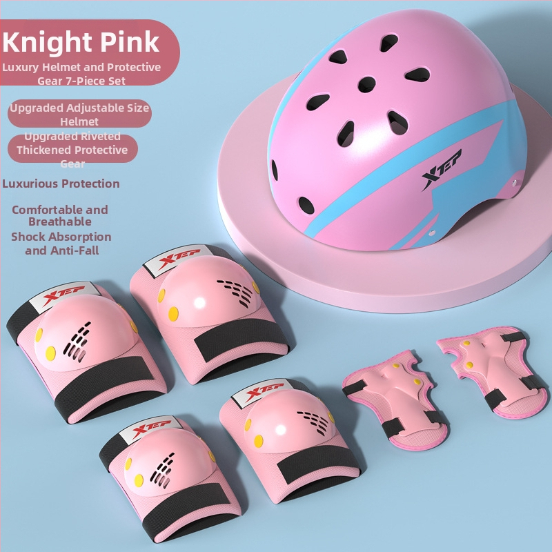 Bērnu aizsargkomplekts ar ķiveri un ceļgalu aizsargiem skrituļslidošanai - ABS ķivere, putu pildījums, piemērots riteņbraukšanai un board sportiem