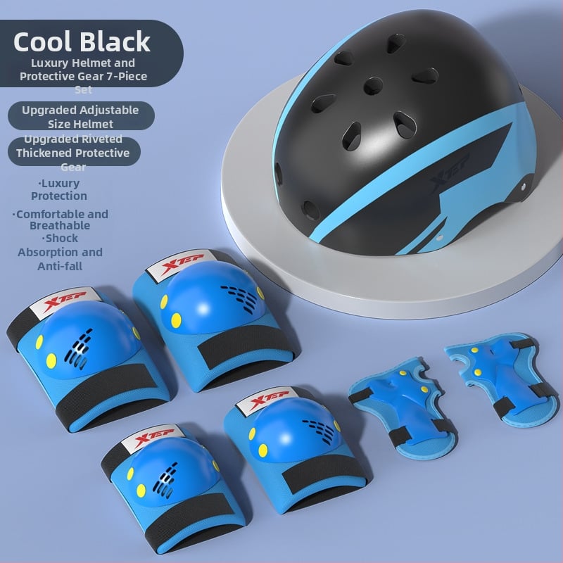 Bērnu aizsargkomplekts ar ķiveri un ceļgalu aizsargiem skrituļslidošanai - ABS ķivere, putu pildījums, piemērots riteņbraukšanai un board sportiem