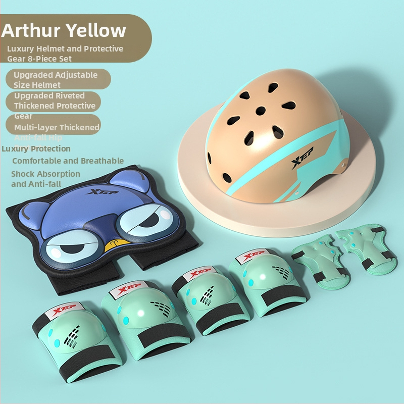 Bērnu aizsargkomplekts ar ķiveri un ceļgalu aizsargiem skrituļslidošanai - ABS ķivere, putu pildījums, piemērots riteņbraukšanai un board sportiem