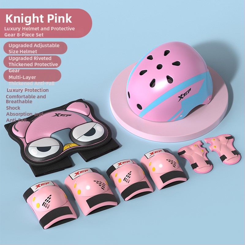 Bērnu aizsargkomplekts ar ķiveri un ceļgalu aizsargiem skrituļslidošanai - ABS ķivere, putu pildījums, piemērots riteņbraukšanai un board sportiem