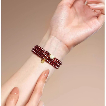 Полирана гранатена гривна от Qingya Jewelry, унисекс ръчно бижу, стил свеж и сладък