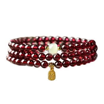 Полирана гранатена гривна от Qingya Jewelry, унисекс ръчно бижу, стил свеж и сладък