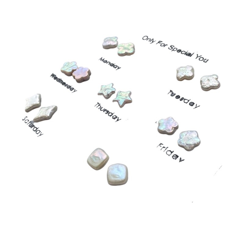 925 hõbedast kõrvarõngad looduslike mageveepärlitega, motiivid: täht, neljalehe klaver, ploomiõied, barokk helmikesed, käsitöö