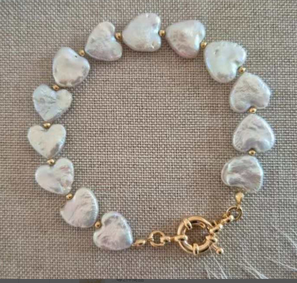 Brățară Baroc cu perle de apă dulce (design nasture neregulat; lanț din oțel inoxidabil)