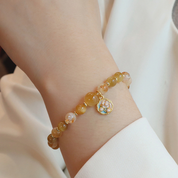 Brățară din piatră ochi de tigru cu mărgele de cristal, stil nou Chinezesc pentru femei, motiv animal/Zodiac, lansare iarnă 2024