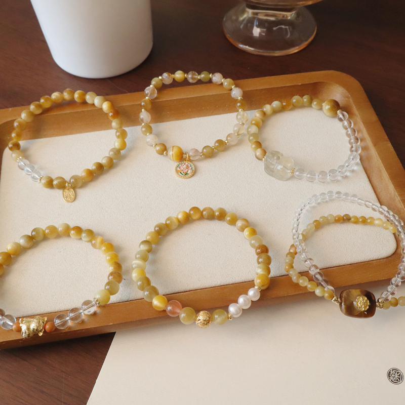 Brățară din piatră ochi de tigru cu mărgele de cristal, stil nou Chinezesc pentru femei, motiv animal/Zodiac, lansare iarnă 2024