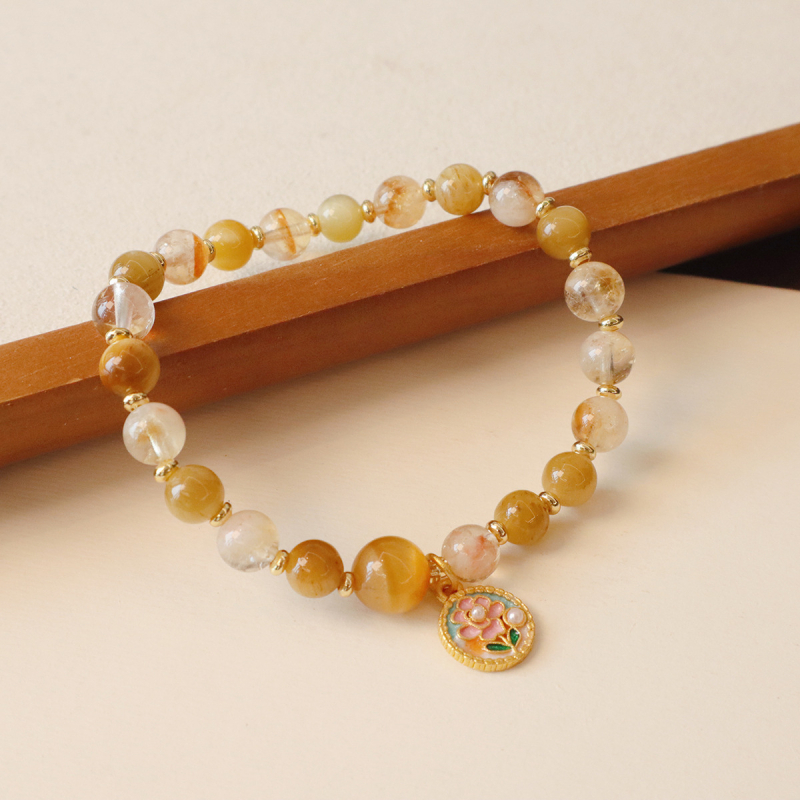 Brățară din piatră ochi de tigru cu mărgele de cristal, stil nou Chinezesc pentru femei, motiv animal/Zodiac, lansare iarnă 2024