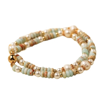 Гривна от естествен камък, ръчно изработена за жени с геометричен дизайн в нов китайски стил