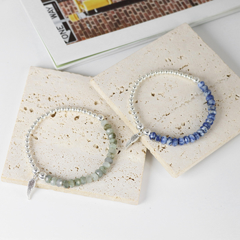 Гривна от агат с висулка под формата на лист, ръчно изработена, унисекс с оригинален дизайн