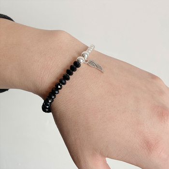 Гривна от агат с висулка под формата на лист, ръчно изработена, унисекс с оригинален дизайн