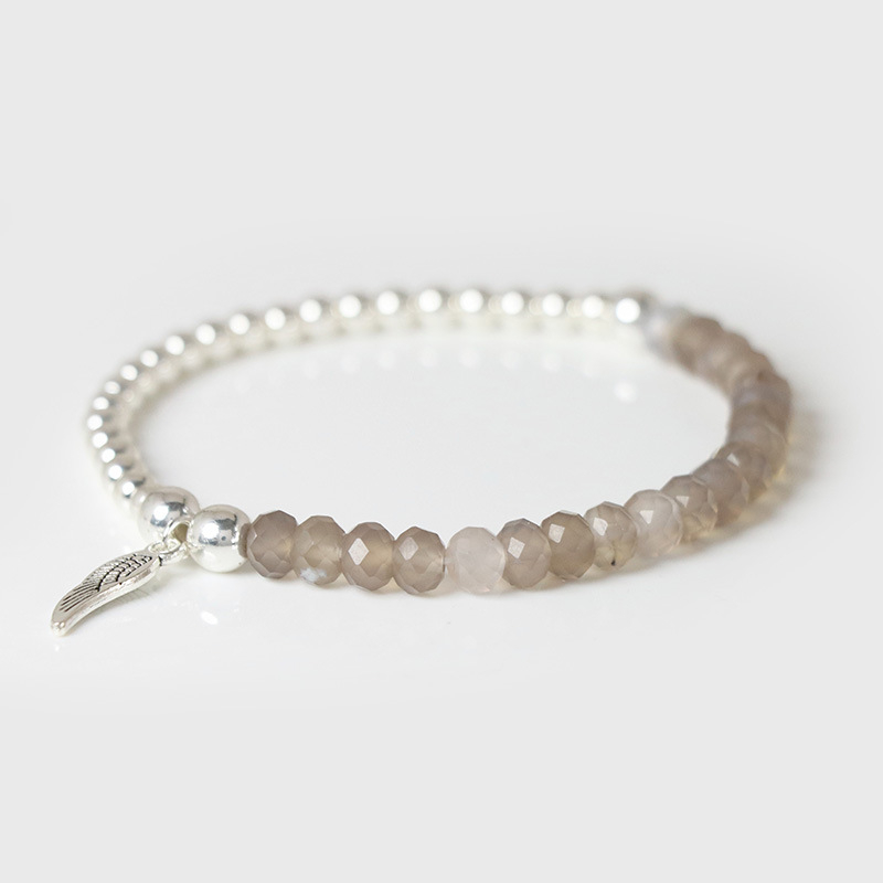 Гривна от агат с висулка под формата на лист, ръчно изработена, унисекс с оригинален дизайн