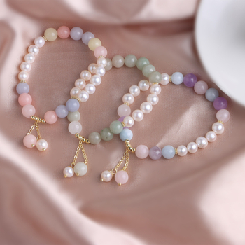 Ръчно изработена гривна от прясна морска перла и мънисти Тианшан, геометричен дизайн, женски корейски стил