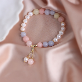 Ръчно изработена гривна от прясна морска перла и мънисти Тианшан, геометричен дизайн, женски корейски стил