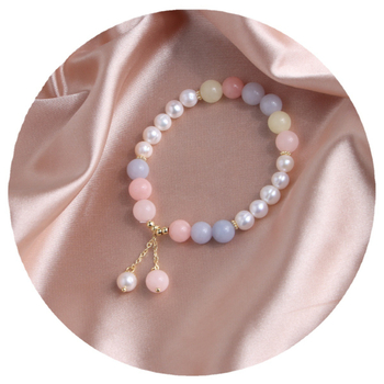 Ръчно изработена гривна от прясна морска перла и мънисти Тианшан, геометричен дизайн, женски корейски стил