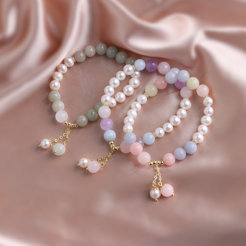 Ръчно изработена гривна от прясна морска перла и мънисти Тианшан, геометричен дизайн, женски корейски стил