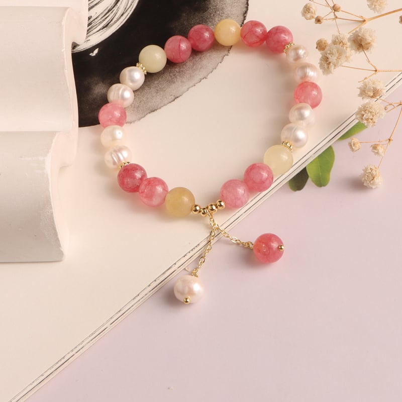 Ръчно изработена гривна от прясна морска перла и мънисти Тианшан, геометричен дизайн, женски корейски стил