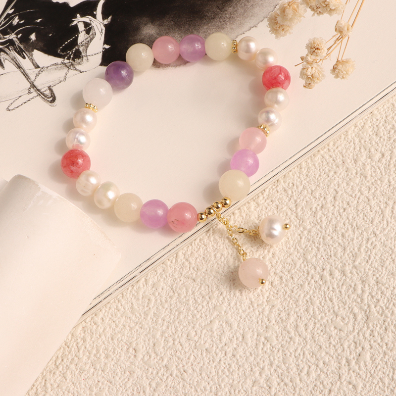 Ръчно изработена гривна от прясна морска перла и мънисти Тианшан, геометричен дизайн, женски корейски стил