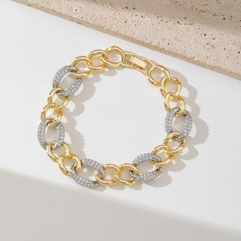 Гривна от мед с позлата 18K, циркони вградени, мотиви: сърце, цвете и звезда, дамски стил за двойки