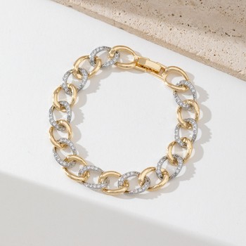 Гривна от мед с позлата 18K, циркони вградени, мотиви: сърце, цвете и звезда, дамски стил за двойки