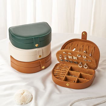 Ādas ceļojumu rotaslietu uzglabāšanas kastīte, vintage iedvesma, modelis Msy2025-1027, stingra konstrukcija, vienveidīgs raksts