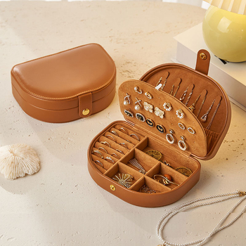 Ādas ceļojumu rotaslietu uzglabāšanas kastīte, vintage iedvesma, modelis Msy2025-1027, stingra konstrukcija, vienveidīgs raksts