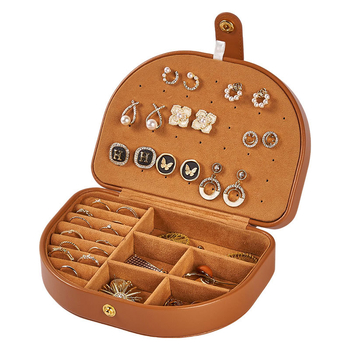 Ādas ceļojumu rotaslietu uzglabāšanas kastīte, vintage iedvesma, modelis Msy2025-1027, stingra konstrukcija, vienveidīgs raksts