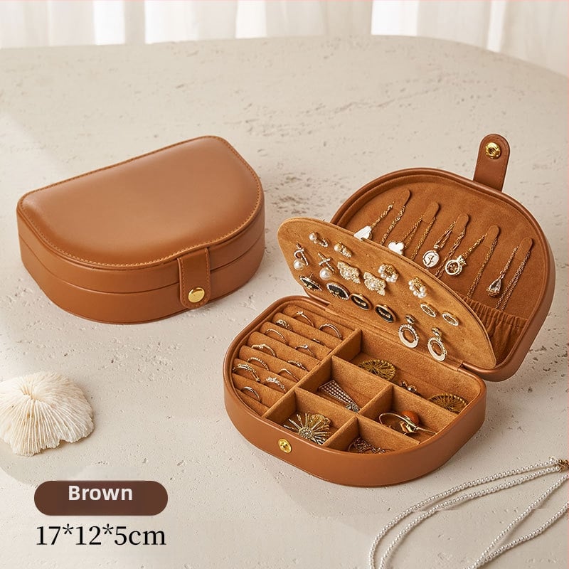 Ādas ceļojumu rotaslietu uzglabāšanas kastīte, vintage iedvesma, modelis Msy2025-1027, stingra konstrukcija, vienveidīgs raksts