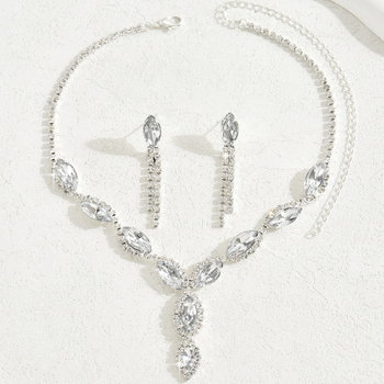 Ötvözetből készült nyaklánc és fülbevaló készlet Rhinestone medálokkal; minták: Szív / Csepp / Harang; lánc: szabályos; márka: Joe sa Jewelry