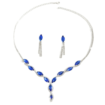 Ötvözetből készült nyaklánc és fülbevaló készlet Rhinestone medálokkal; minták: Szív / Csepp / Harang; lánc: szabályos; márka: Joe sa Jewelry