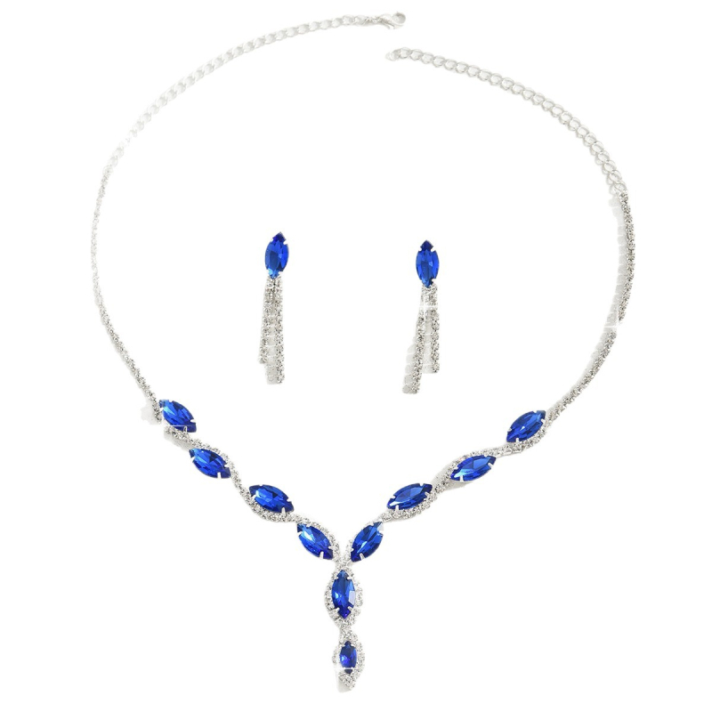 Ötvözetből készült nyaklánc és fülbevaló készlet Rhinestone medálokkal; minták: Szív / Csepp / Harang; lánc: szabályos; márka: Joe sa Jewelry