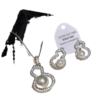 Tök alakú nyaklánc és fülbevaló készlet – réz, elektroplakálás, ötvözet medál, szabályos lánc, geometriai stílus