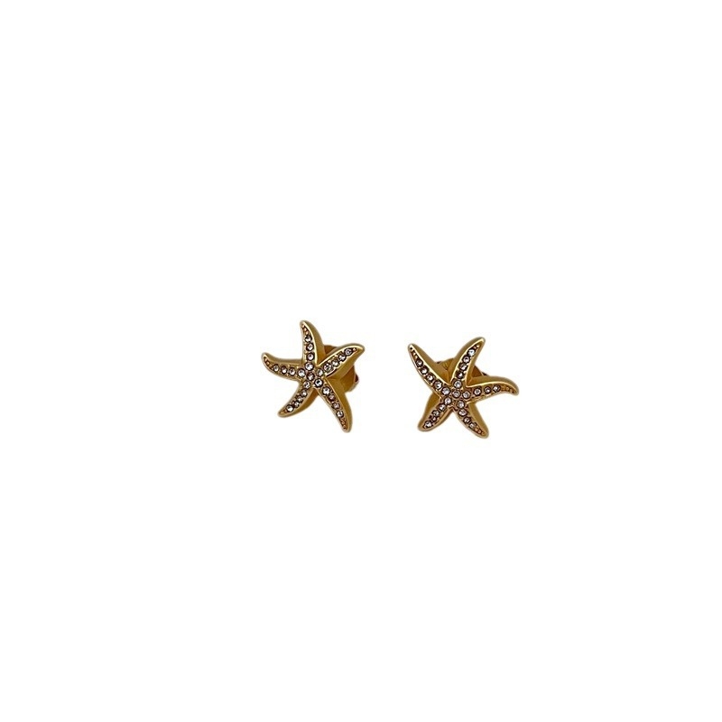 Ženski set nakita: morski motiv s rhinestones, metalni elementi, ogrlica s lancem od perlica, naušnice, prsten i narukvica