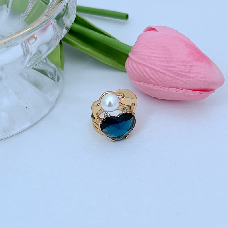 Ženski set nakita: morski motiv s rhinestones, metalni elementi, ogrlica s lancem od perlica, naušnice, prsten i narukvica