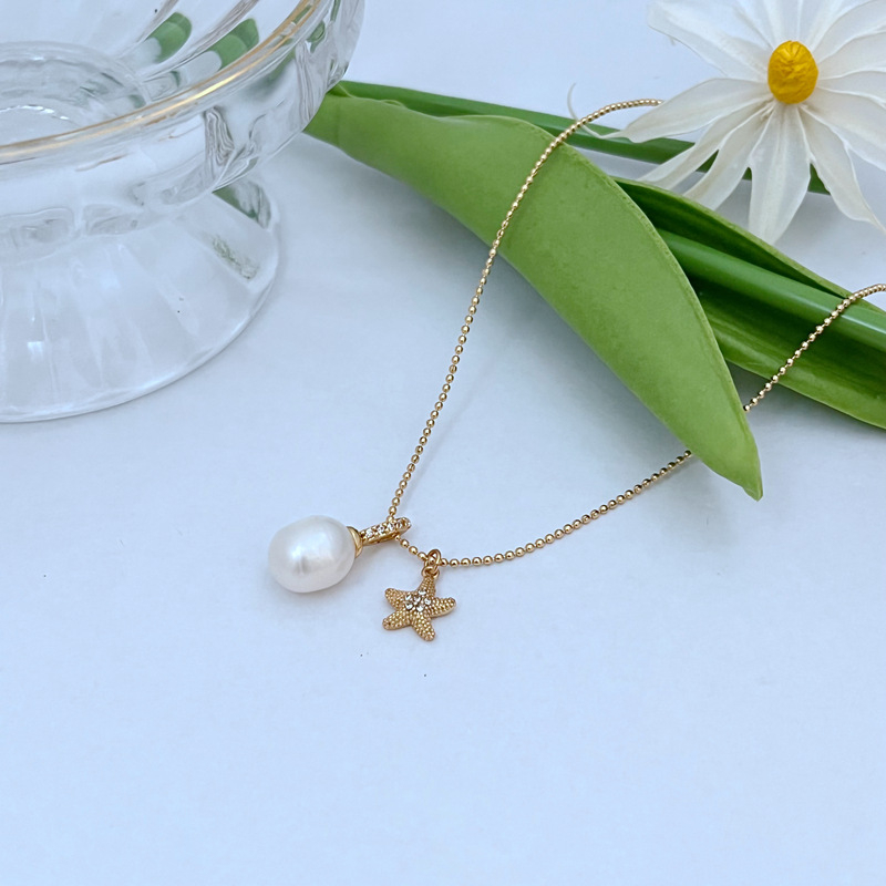 Ženski set nakita: morski motiv s rhinestones, metalni elementi, ogrlica s lancem od perlica, naušnice, prsten i narukvica