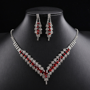 Rhinestone set ogrlice i naušnica – jednostavan princ stil, privjesak od legure, lanac jednostavan