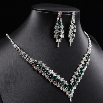 Rhinestone set ogrlice i naušnica – jednostavan princ stil, privjesak od legure, lanac jednostavan