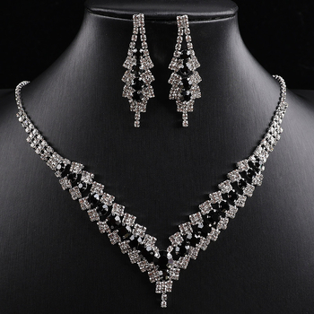Rhinestone set ogrlice i naušnica – jednostavan princ stil, privjesak od legure, lanac jednostavan