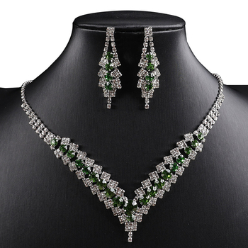 Rhinestone set ogrlice i naušnica – jednostavan princ stil, privjesak od legure, lanac jednostavan