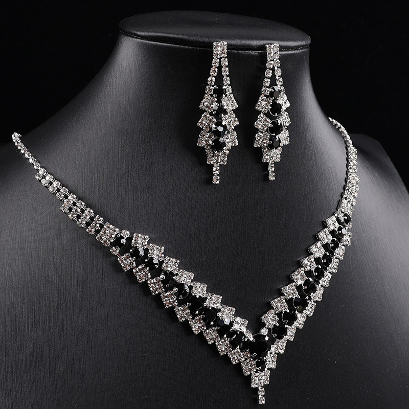 Rhinestone set ogrlice i naušnica – jednostavan princ stil, privjesak od legure, lanac jednostavan
